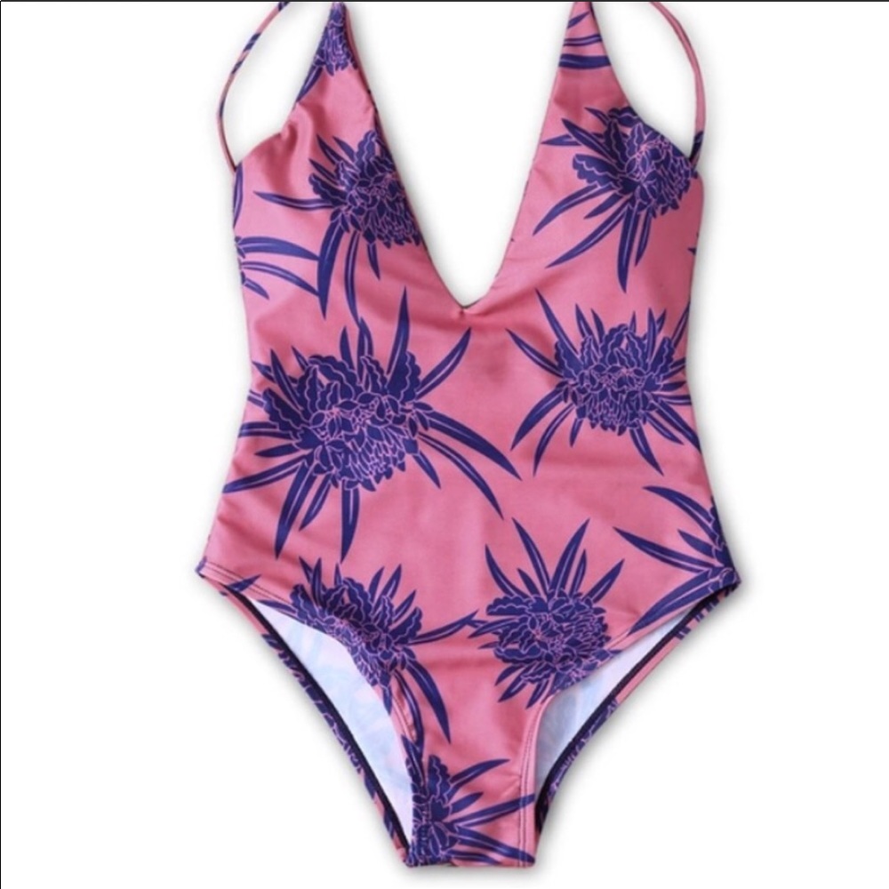 Deep V Neck Onepiece Swimsuit